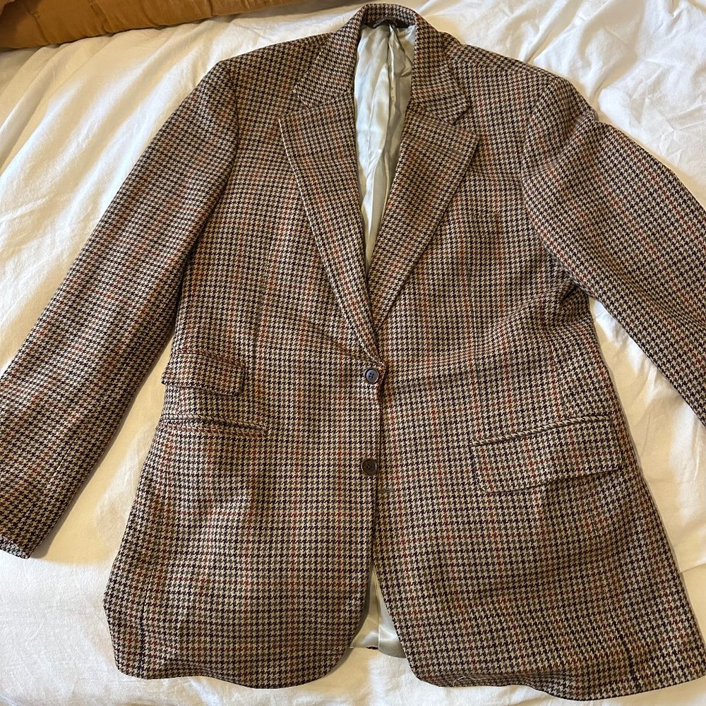 Paul Stuart Vintage Houndstooth Italian Wool Cashmere Jacket Lined